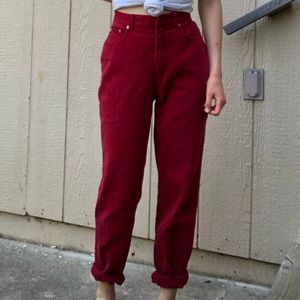 Vintage Red High-Waisted Jeans